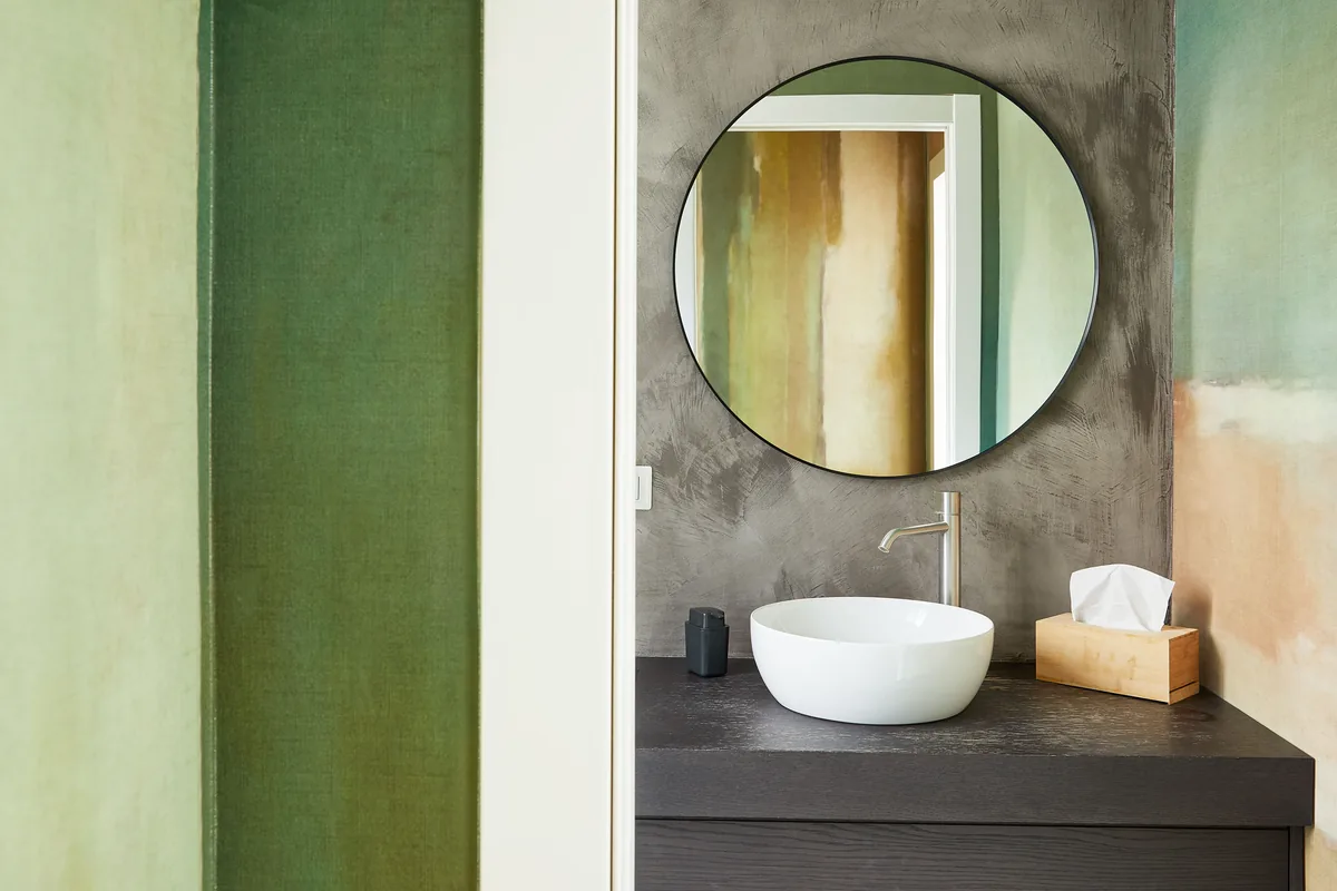Tiled bathroom interior