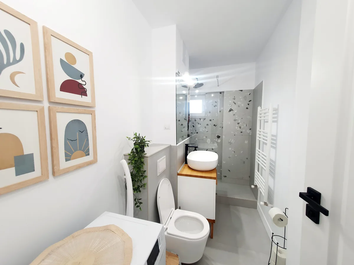 Tiled bathroom interior