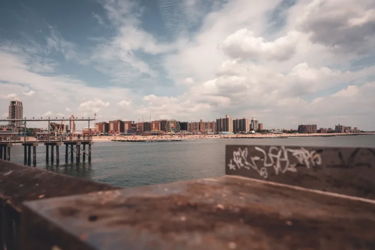 Coney Island coastline with its urban backdrop and amusement park