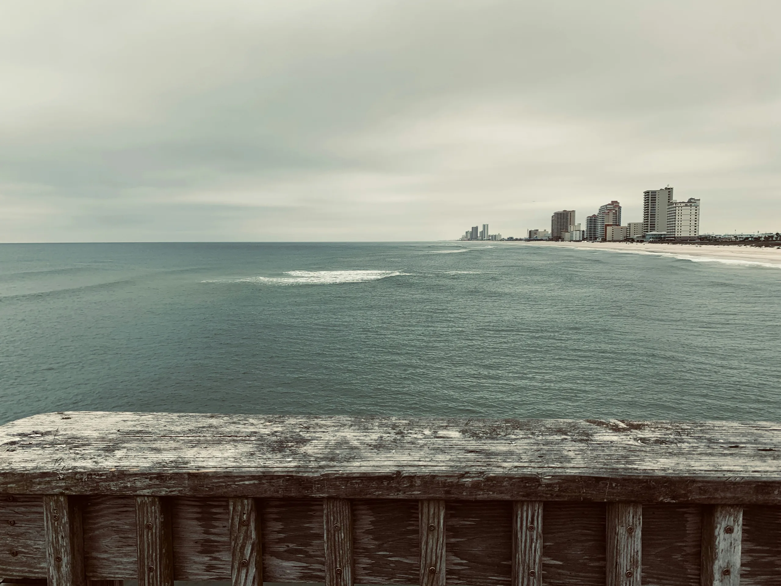 Gulf Shores beachfront and condominiums viewed from Gulf State Park Pier