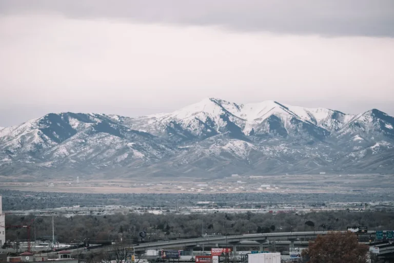 Snowy mountains beyond Salt Lake City