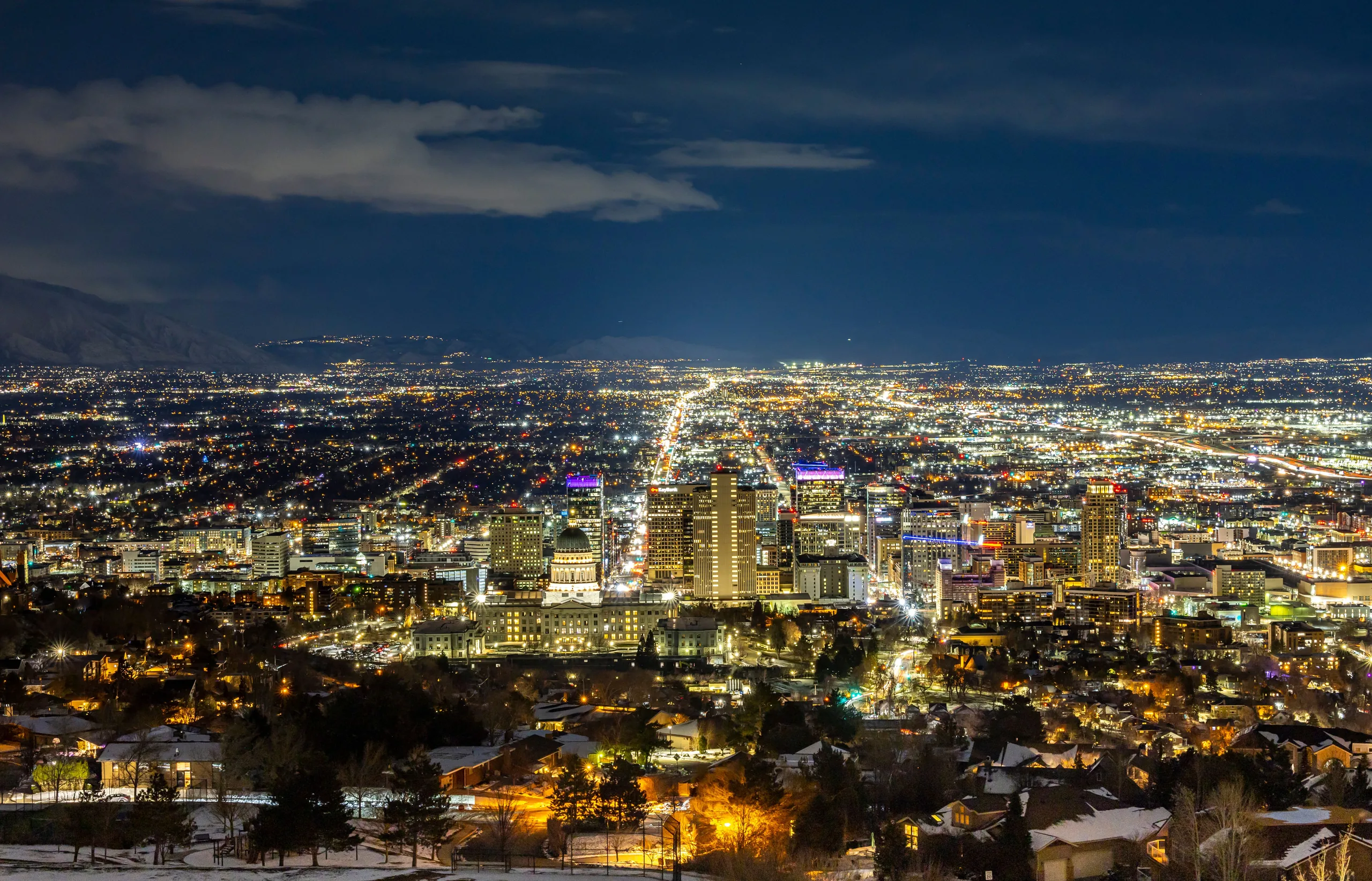 Salt Lake City illuminated at night