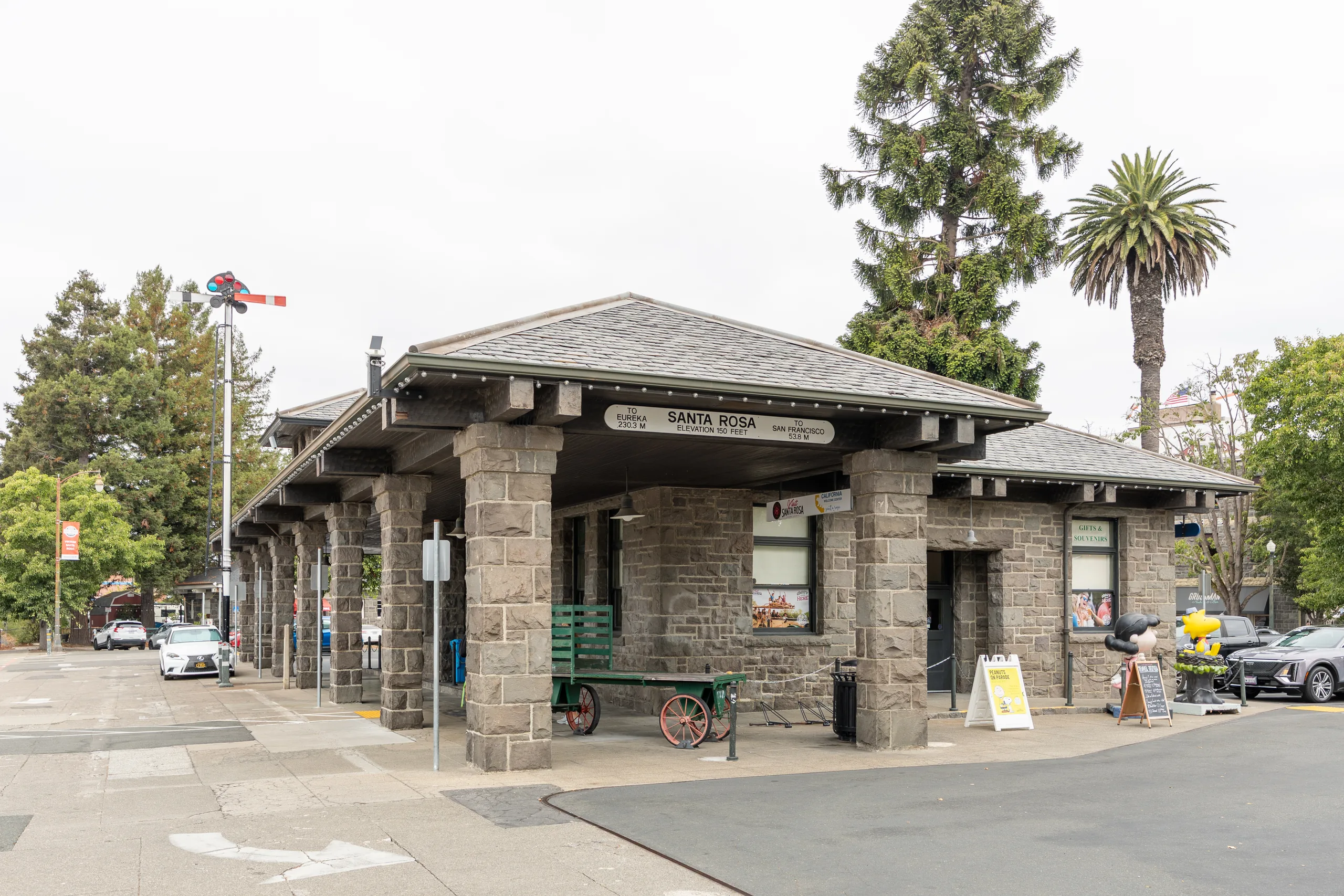 Historic railroad depot at Railroad Square in Santa Rosa, California